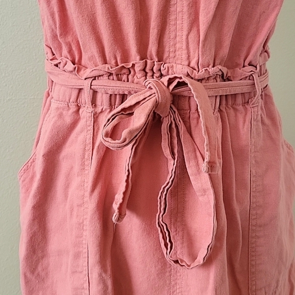 Splendid Pink Linen Blend Frayed Hem Mini Sundress Beach Boho Girly - Size Large - Picture 3 of 10